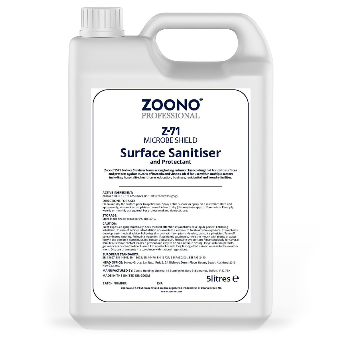 Zoono Z-71 Microbe Shield Virus Protector (5 Litres)